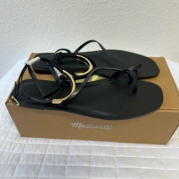 Madewell The Vira Bangle Ankle-Wrap Sandal in Leather in True Black Size 10.5 - Picture 6 of 12